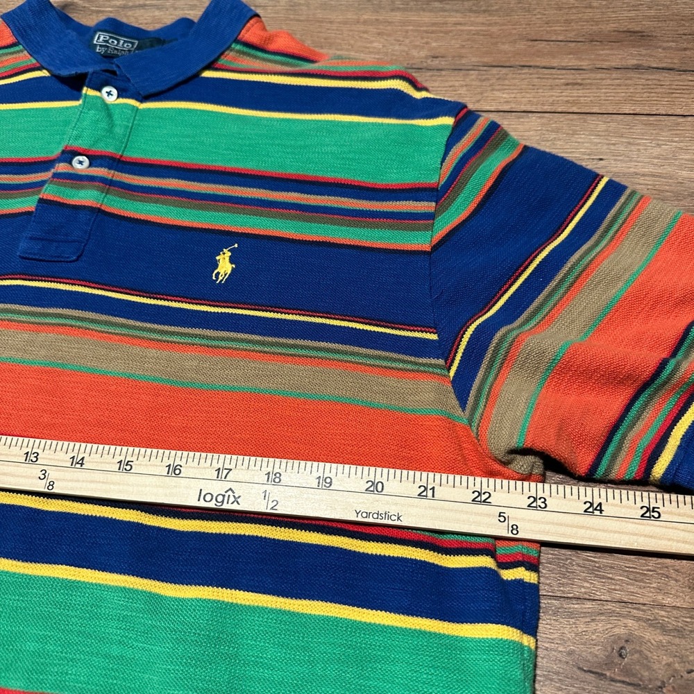Vintage Polo Ralph Lauren Multi Color Striped Polo Shirt Mens XL - Picture 5 of 6